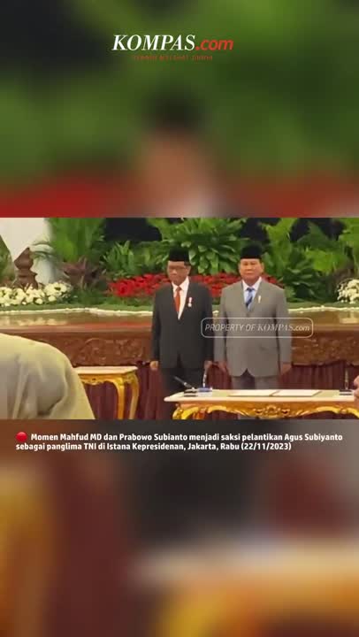 Momen Mahfud dan Prabowo Jadi Saksi Agus Subiyanto Dilantik Jadi Panglima TNI #Shorts