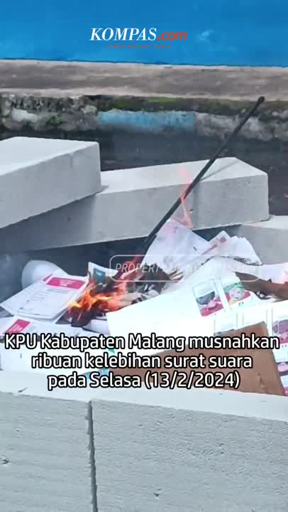 Penampakan Ribuan Kelebihan Surat Suara yang Dibakar KPU Malang