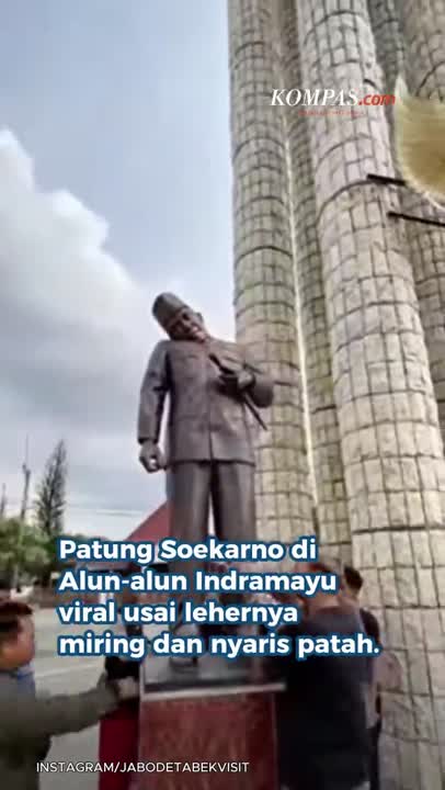 Patung Soekarno di Indramayu Lehernya Miring, Nyaris Patah