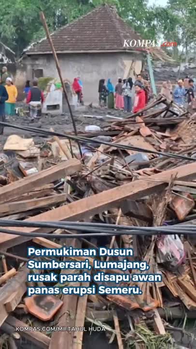 Erupsi Gunung Semeru: Ratusan  Hewan Ternak Mati, Puluhan Rumah  Hancur Disapu Awan Panas