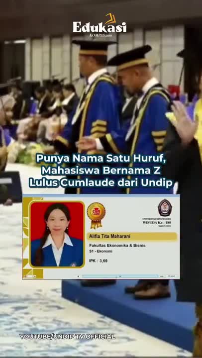 Punya Nama Satu Huruf, Mahasiswa Bernama Z Lulus Cumlaude Dari Undip