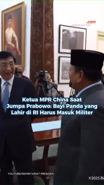Ketua MPR China Saat Jumpa Prabowo: Bayi Panda Yang Lahir Di RI Harus Masuk Militer