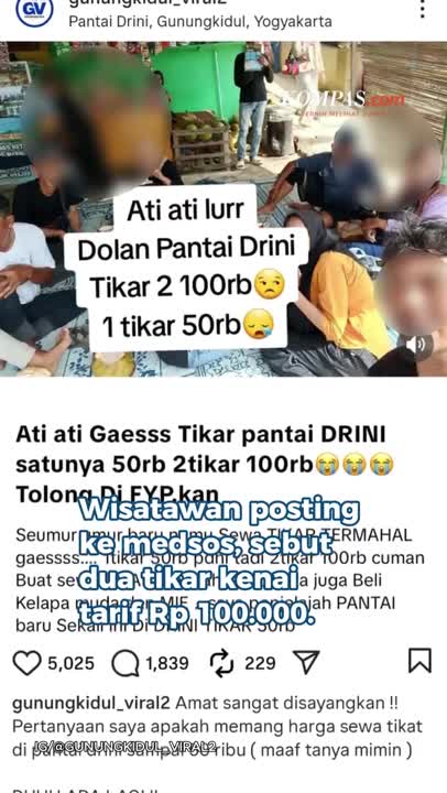 Viral, Wisatawan Kaget Sewa Tikar Rp 50.000 Di Pantai Drini Gunungkidul