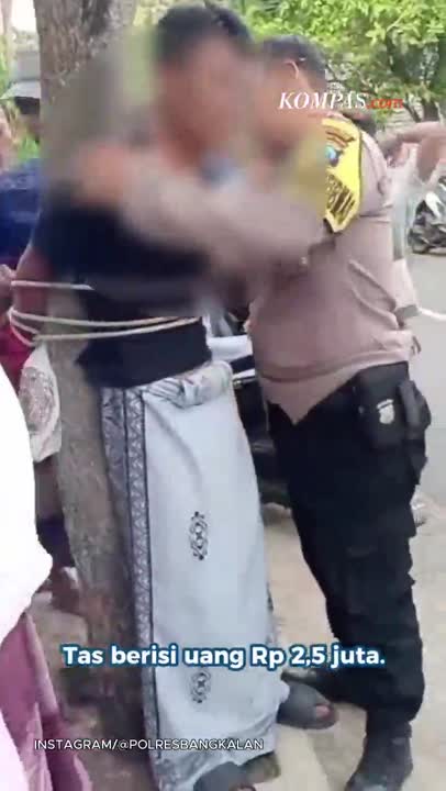 Pencuri Diikat Di Pohon Usai Gondol Tas Berisi Uang Rp 2,5 Juta