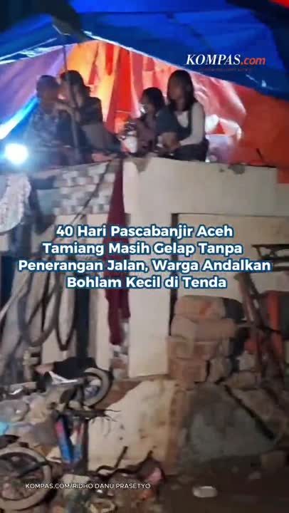 40 Hari Pascabanjir Aceh Tamiang Masih Gelap Tanpa Penerangan Jalan, Warga Andalkan Bohlam Kecil