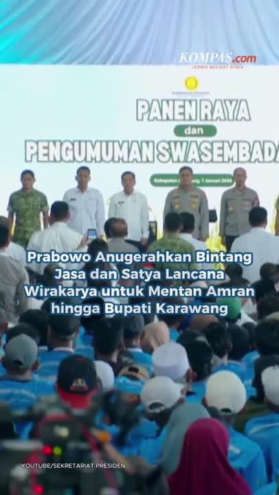 Prabowo Anugerahkan Bintang Jasa Dan Satya Lancana Wirakarya Untuk Mentan Amran Hingga Bupati Karawa