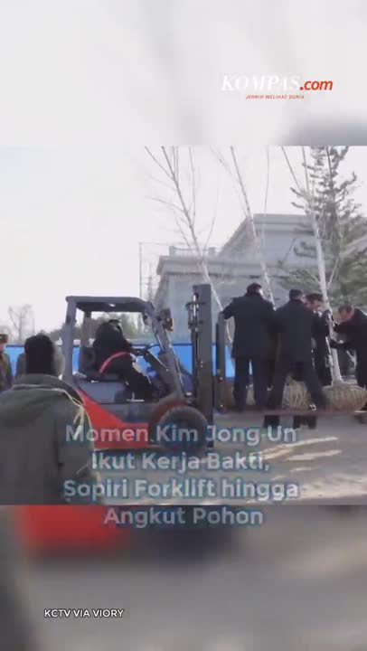 Momen Kim Jong Un Ikut Kerja Bakti, Sopiri Forklift Hingga Angkut Pohon