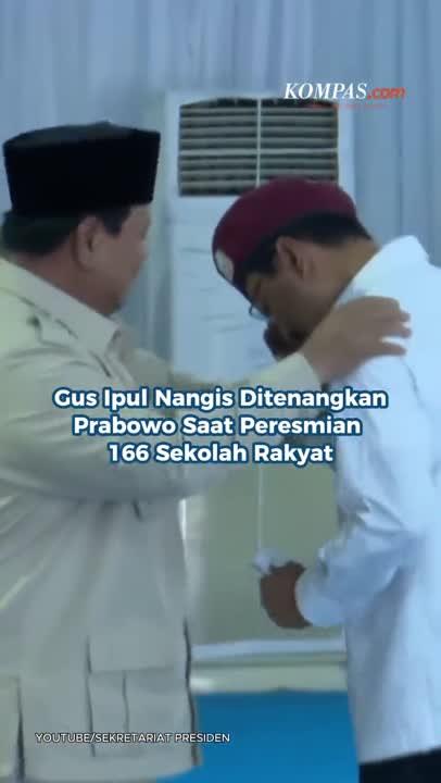 Gus Ipul Nangis Ditenangkan Prabowo Saat Peresmian 166 Sekolah Rakyat