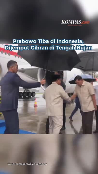 Prabowo Tiba Di Indonesia, Dijemput Gibran Di Tengah Hujan