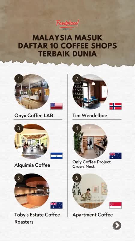 Malaysia Masuk Daftar 100 Coffee Shops Terbaik Dunia