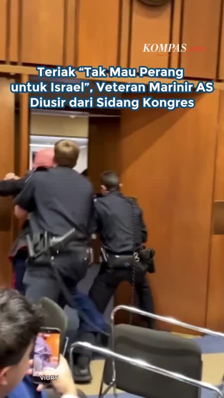Teriak “Tak Mau Perang Untuk Israel”, Veteran Marinir AS Diusir Dari Sidang Kongres