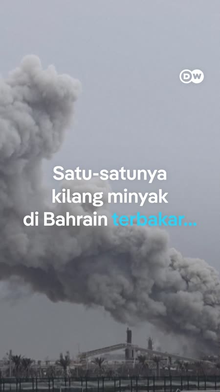Kilang Minyak Bahrain Terbakar Akibat Serangan Iran