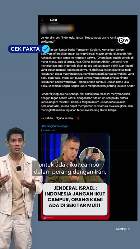 Cek Fakta: Benarkah Israel Kecam Rencana Indonesia Jadi Mediator Perang Iran?