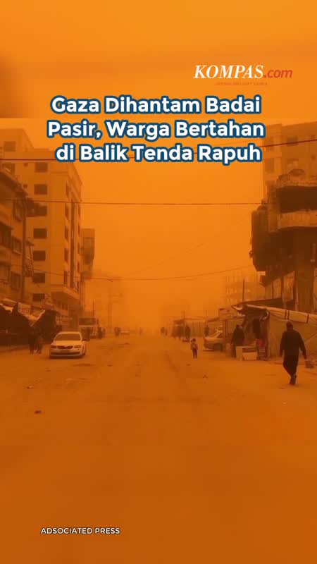 Gaza Dihantam Badai Pasir, Warga Bertahan di Balik Tenda Rapuh