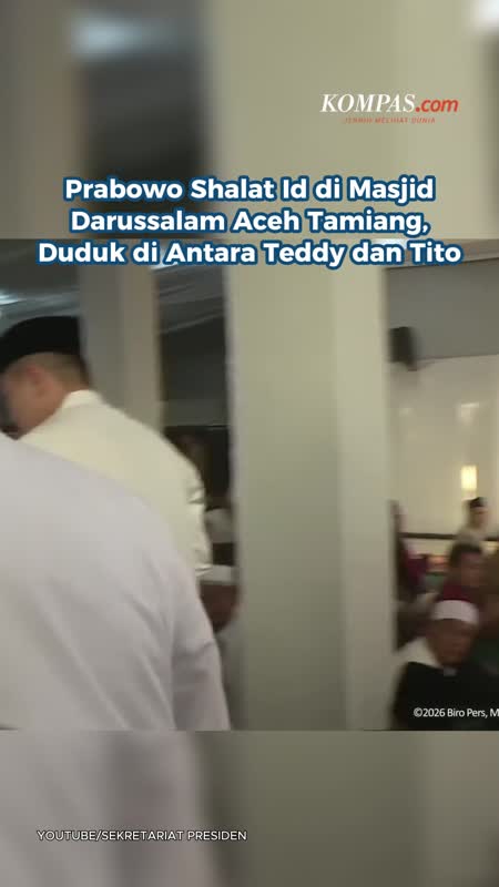 Prabowo Shalat Id Di Masjid Darussalam Aceh Tamiang, Duduk Di Antara Teddy Dan Tito
