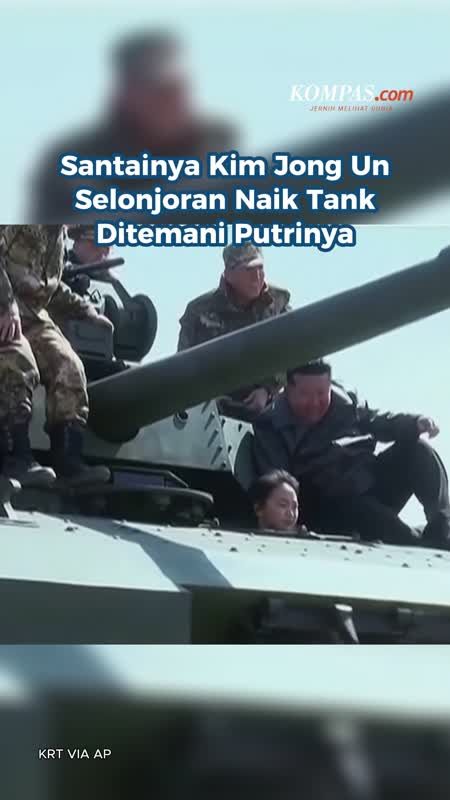 Santainya Kim Jong Un Selonjoran Naik Tank Ditemani Putrinya