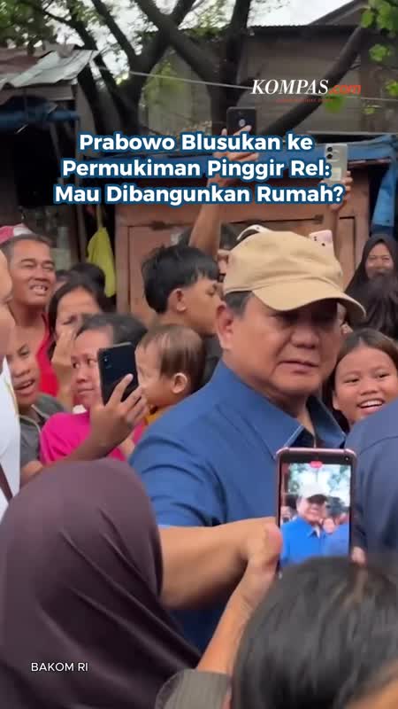 Prabowo Blusukan Ke Permukiman Pinggir Rel: Mau Dibangunkan Rumah?
