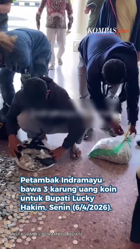 Usai Demo, Petambak Indramayu Bawa 3 Karung Uang Koin untuk Bupati Lucky Hakim