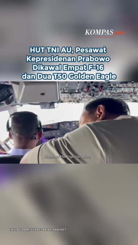 HUT TNI AU, Pesawat Kepresidenan Prabowo Dikawal Empat F-16 Dan Dua T50 Golden Eagle