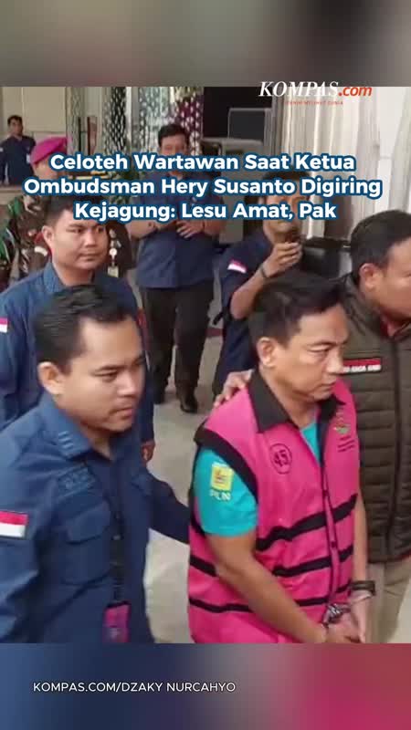 Celoteh Wartawan Saat Ketua Ombudsman Hery Susanto Digiring Kejagung: Lesu Amat, Pak