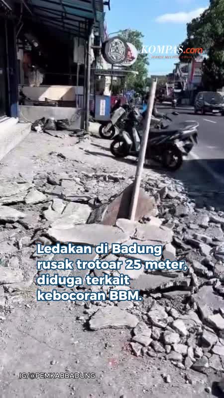 Ledakan Di Badung Rusak Trotoar 25 Meter, Diduga Akibat Kebocoran BBM