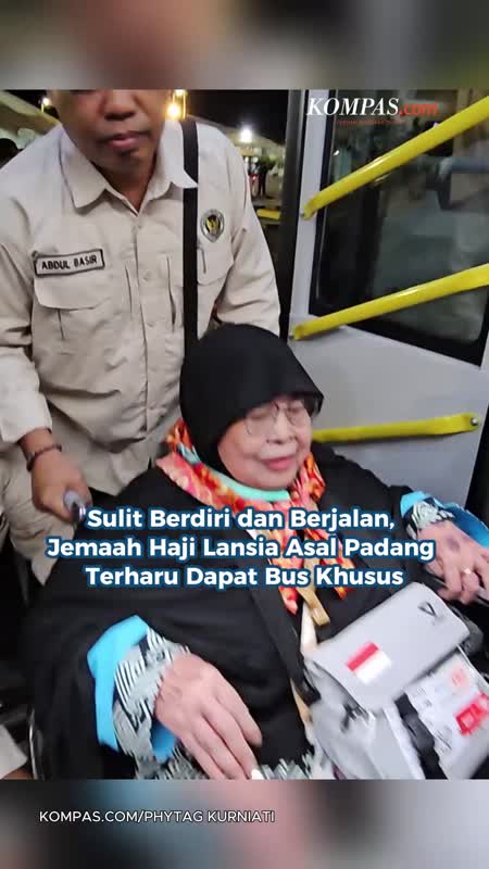 Sulit Berdiri dan Berjalan, Jemaah Haji Lansia Asal Padang Terharu Dapat Bus Khusus
