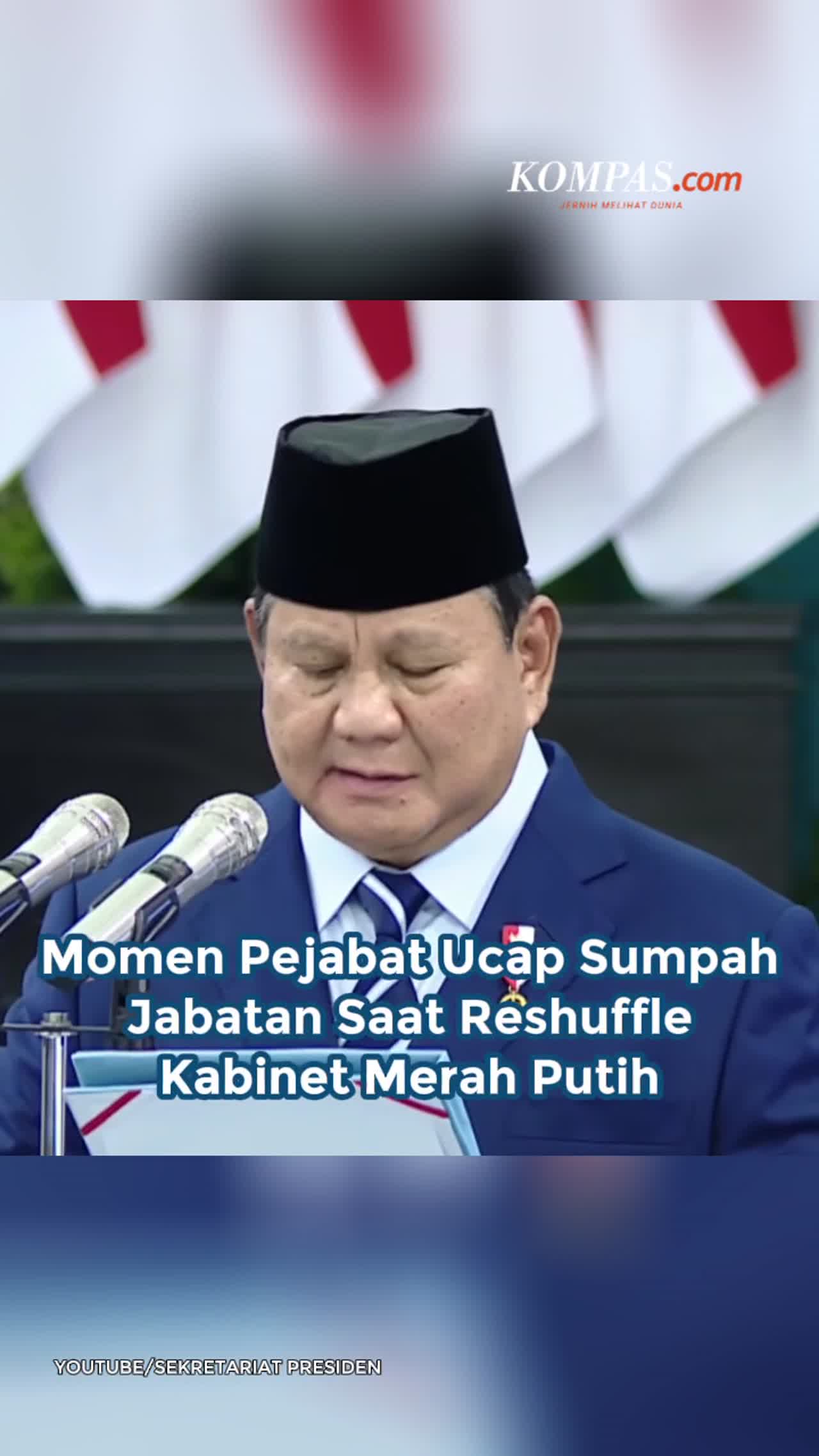 Presiden Prabowo Subianto melantik enam pejabat dalam reshuffle kabinet terbaru di Istana Negara, Ko