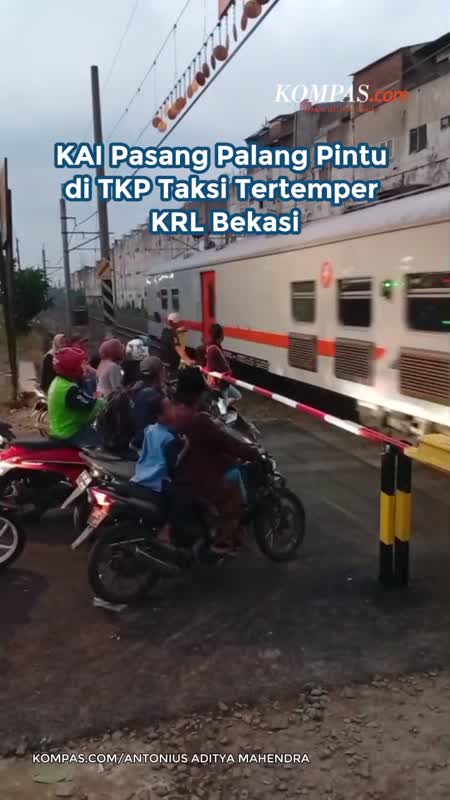 KAI Pasang Palang Pintu Di TKP Taksi Tertemper KRL Bekasi