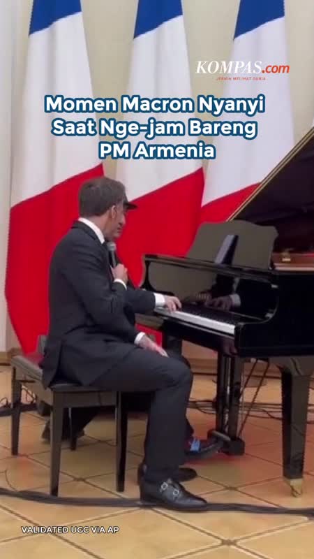 Momen Macron Nyanyi Saat Nge-jam Bareng PM Armenia