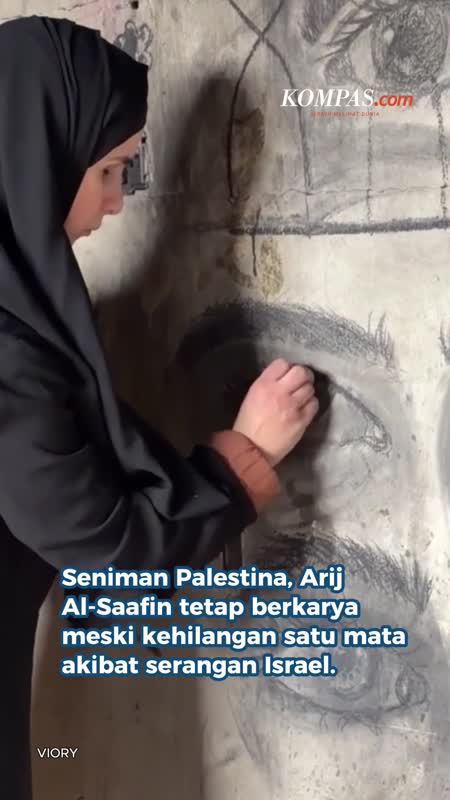 Kehilangan Satu Mata Akibat Perang, Seniman Palestina Melukis Di Dinding Reruntuhan