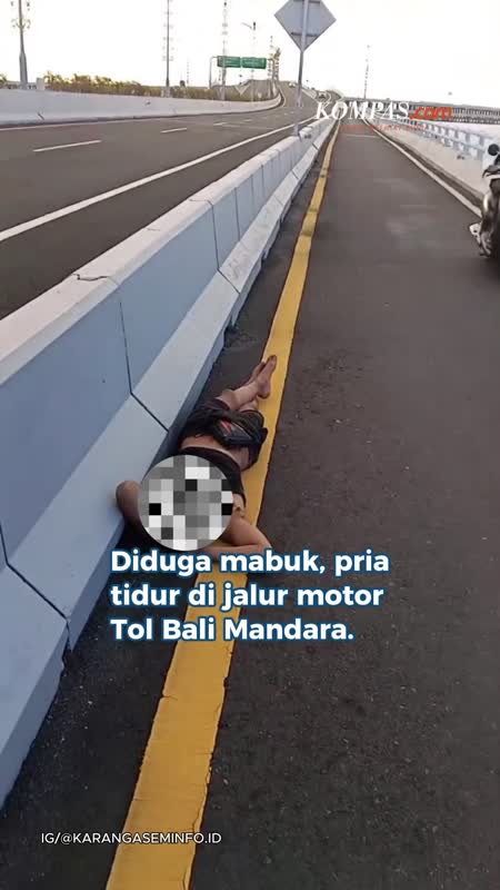Pria Tidur di Tol Bali Mandara, Diduga Mabuk