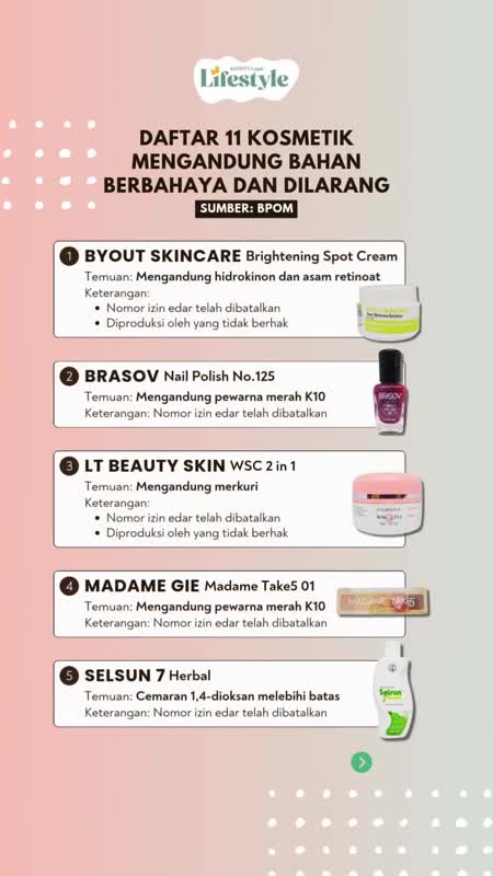 Daftar 11 Kosmetik Mengandung Bahan Berbahaya dan Dilarang