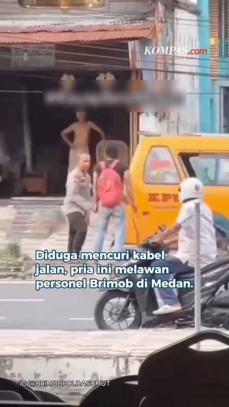 Diduga Curi Kabel Jalan, Sekelompok Pria Malah Lawan Personel Brimob