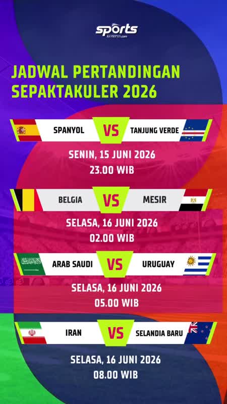 Jadwal FIFA World Cup 15-17 Juni 2026