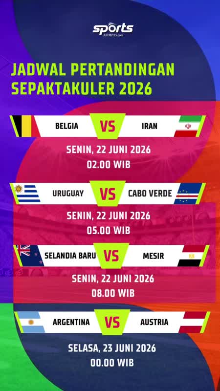 Jadwal Piala Dunia 22-23 Juni 2026