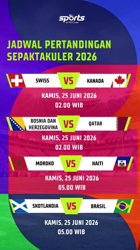 Jadwal Piala Dunia 25-26 Juni 2026