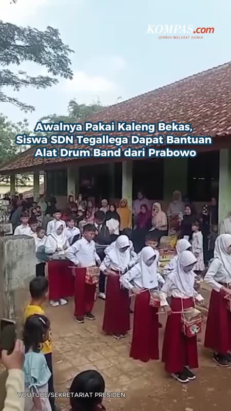 Awalnya Pakai Kaleng Bekas, Siswa SDN Tegallega Dapat Bantuan Alat Drum Band dari Prabowo