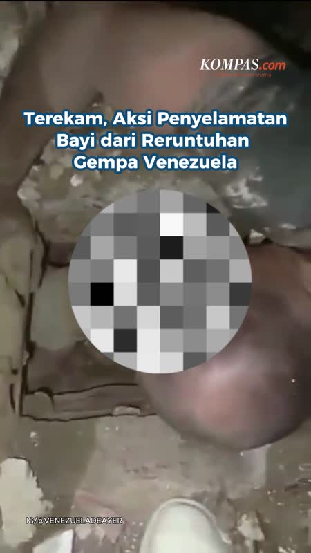 Terekam, Aksi Penyelamatan Bayi dari Reruntuhan Gempa Venezuela