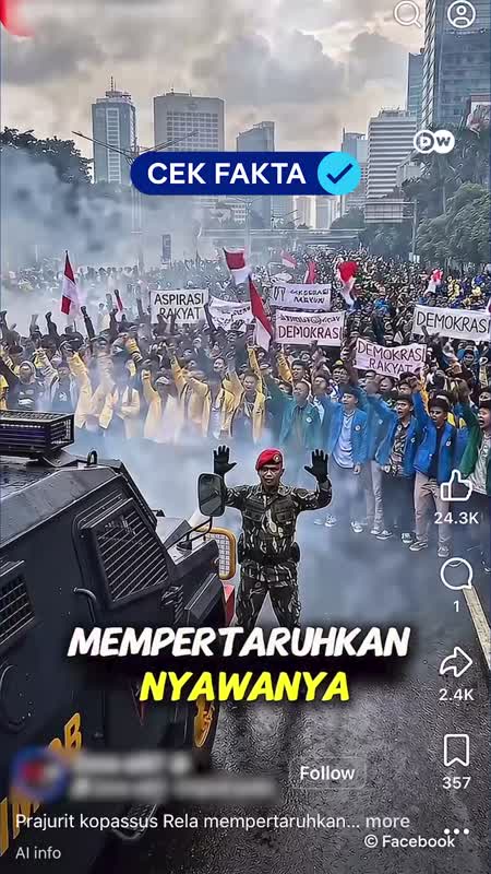 Cek Fakta: Benarkah Video Kopassus Halangi Brimob Demi Mahasiswa?