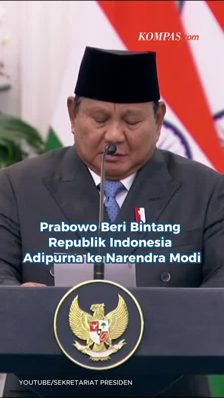 Prabowo Beri Bintang Republik Indonesia Adipurna ke Narendra Modi