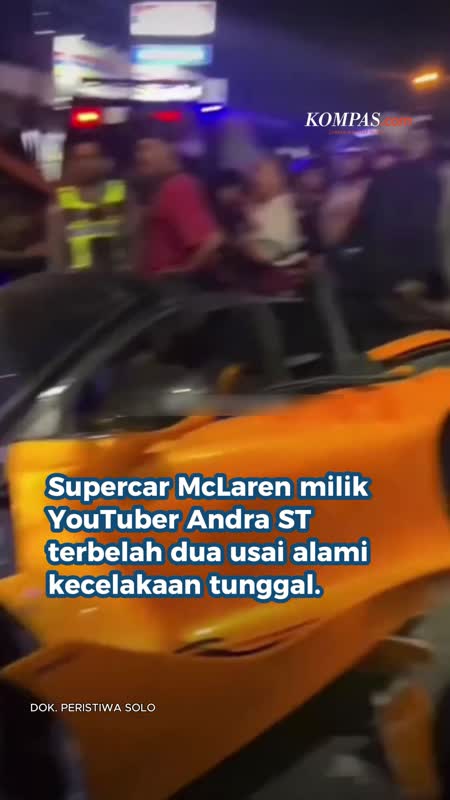 "Supercar" McLaren Terbelah Dua Akibat Kecelakan Di Sukoharjo