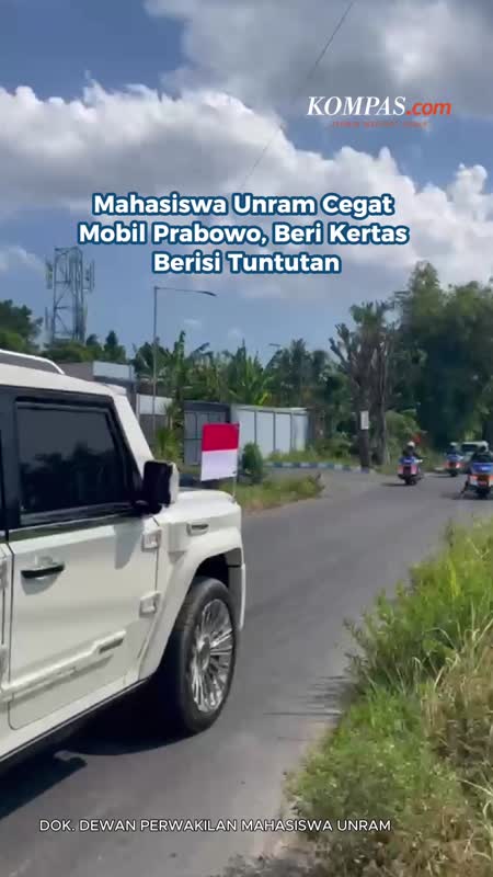 Mahasiswa Unram Cegat Mobil Prabowo, Beri Kertas Berisi Tuntutan