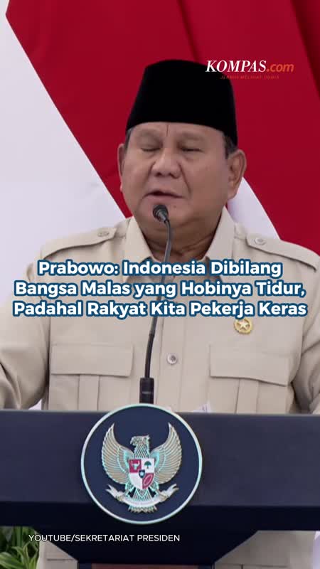 Prabowo: Indonesia Dibilang Bangsa Malas yang Hobinya Tidur, Padahal Rakyat Kita Pekerja Keras