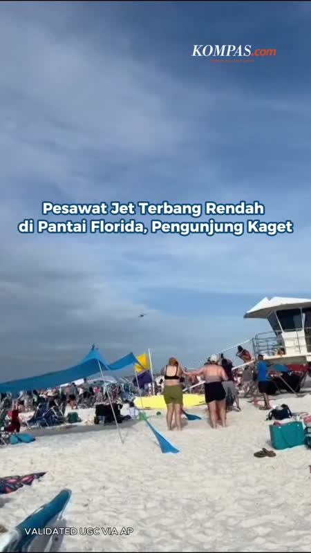 Pesawat Jet Terbang Rendah Di Pantai Florida, Pengunjung Kaget