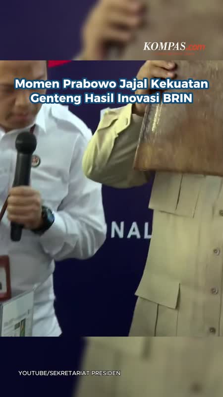Momen Prabowo Jajal Kekuatan Genteng Hasil Inovasi BRIN