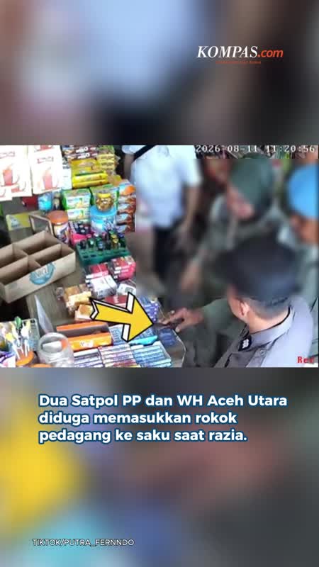 Dua Oknum Satpol PP Aceh Utara Terekam Kantongi Rokok Pedagang Saat Razia