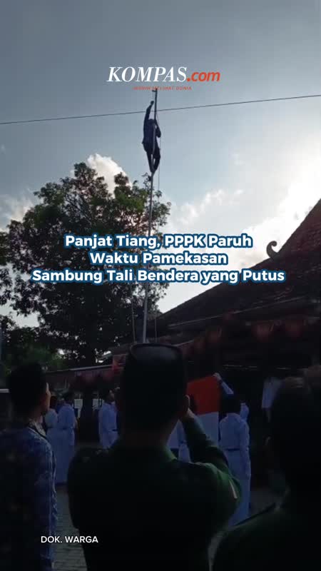 Panjat Tiang, PPPK Paruh Waktu Pamekasan Sambung Tali Bendera Yang Putus