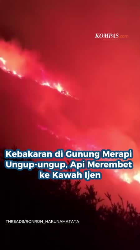 Kebakaran Di Gunung Merapi Ungup-ungup, Api Merembet Ke Kawah Ijen