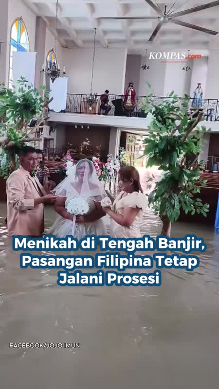 Menikah Di Tengah Banjir, Pasangan Filipina Tetap Jalani Prosesi