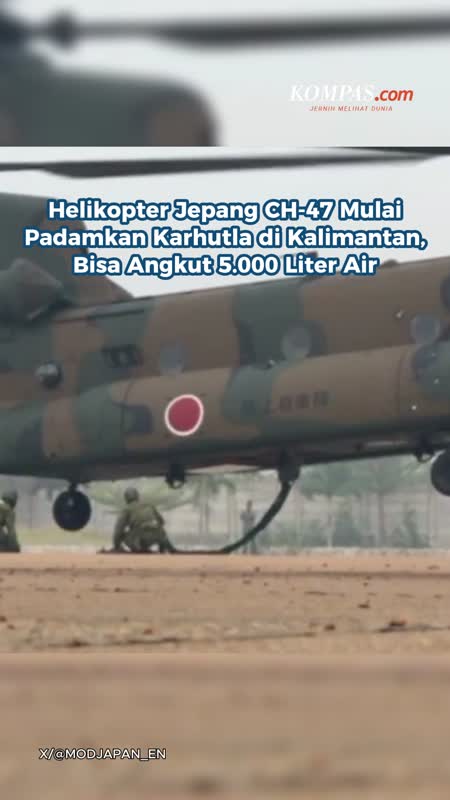 Helikopter Jepang CH-47 Mulai Padamkan Karhutla Di Kalimantan, Bisa Angkut 5.000 Liter Air